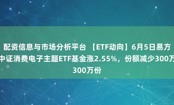 配资信息与市场分析平台 【ETF动向】6月5日易方达中证消费电子主题ETF基金涨2.55%，份额减少300万份
