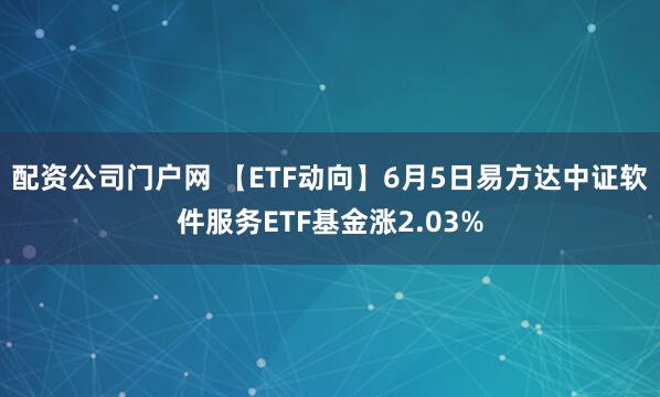 配资公司门户网 【ETF动向】6月5日易方达中证软件服务ETF基金涨2.03%